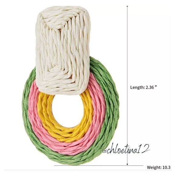 NEW Boho Braided Raffia Earrings - Picture 7 of 11